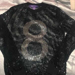 RALPH LAUREN PURPLE LABEL BEADED CREW NECK TOP